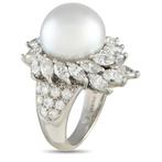 Ring Platina, Platina 2,47 ct diamant en parel ring -, Handtassen en Accessoires, Ringen, Nieuw