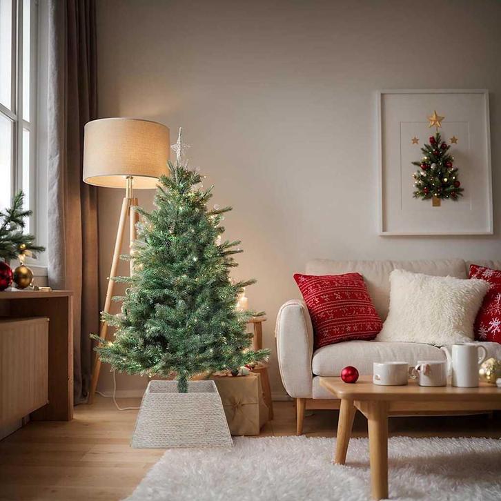 vidaXL Kerstboomkraag Wit 60 x 60 x 28 cm Waterhyacint, Diversen, Kerst, Nieuw, Verzenden