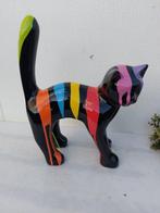Beeld, garden statue cat color black with finish paint color