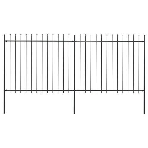 vidaXL Tuinhek met speerpunt staal 359x150 cm zwart, Tuin en Terras, Tuinhekken en Hekwerk, Nieuw, Verzenden
