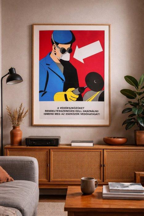 Tibor Gönczi Gebhardt, - Work safety original silkscreen, Antiek en Kunst, Antiek | Wandborden en Tegels