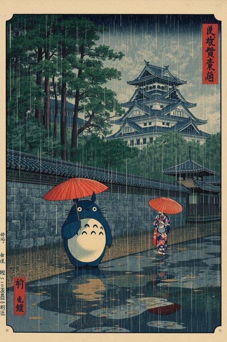 Sato Hageshi - Totoro and the Kimono Girl - Pop Art - Signed, Games en Spelcomputers, Spelcomputers | Overige Accessoires