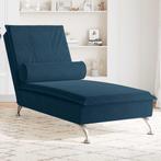 vidaXL Massage chaise longue met bolster fluweel blauw, Verzenden, Nieuw