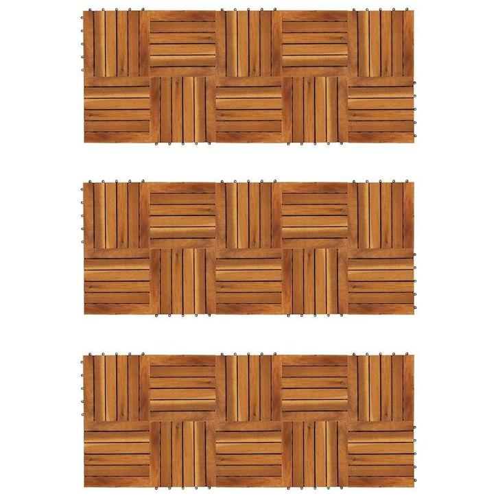 vidaXL Terrastegels verticaal patroon 30 x 30 cm Acacia set, Doe-het-zelf en Bouw, Vloerdelen en Plavuizen, Nieuw, Verzenden