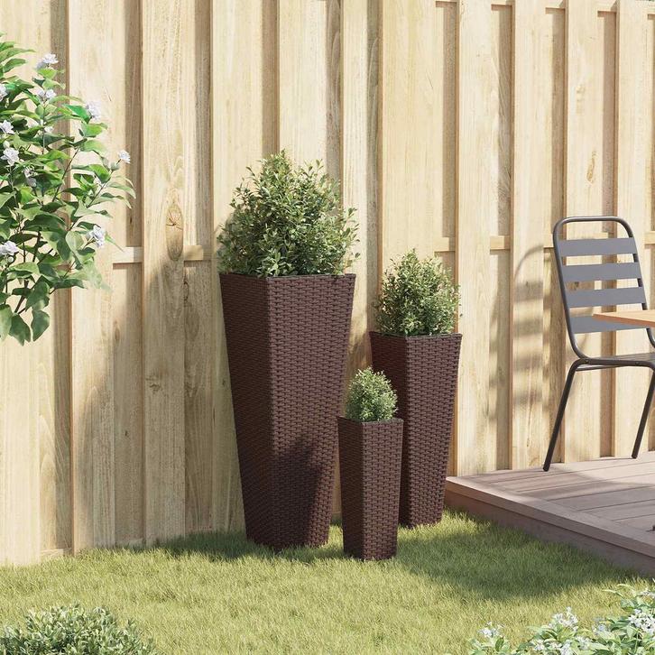 vidaXL Buiten Set 3 pcs Metaal, Tuin en Terras, Bloempotten, Nieuw, Verzenden