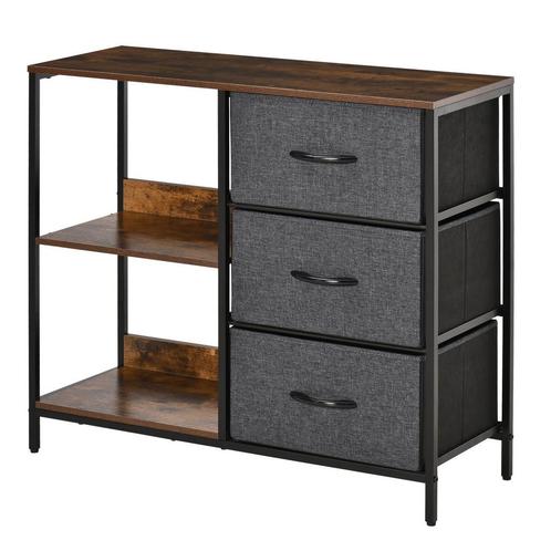 Opbergkast - Stoffen lades - Metalen frame - Bruin/Grijs, Huis en Inrichting, Kasten | Ladekasten, Nieuw, Ophalen of Verzenden