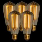 Set van 5 Filament LED Lamp Edison Gold Sensor Ø64 mm E27 4W, Verzenden, Nieuw