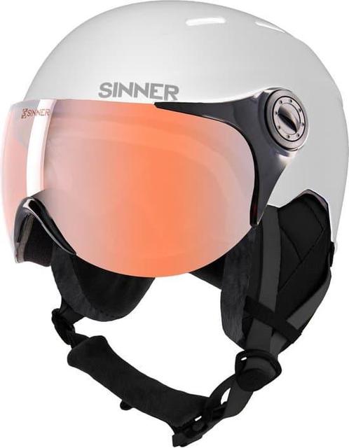 SINNER Skihelm - Typhoon Visor - Mat Wit- Unisex - Maat 53, Sport en Fitness, Skiën en Langlaufen, Verzenden