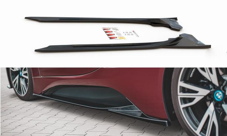 Maxton Design Sideskirts Diffusers Glans Zwart BMW I8 B3688, Auto-onderdelen, Carrosserie, Nieuw, BMW, Links, Rechts