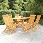 vidaXL Ensemble à manger de jardin 7 pcs Bois de teck, Jardin & Terrasse, Verzenden, Neuf