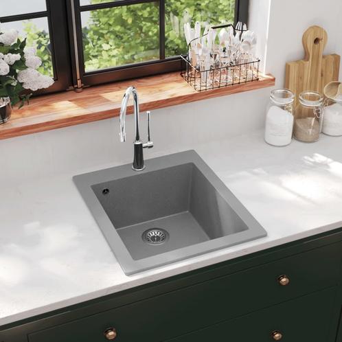 vidaXL Spoelbak opbouw enkele bak graniet grijs, Huis en Inrichting, Keuken | Keukenelementen, Nieuw, Verzenden