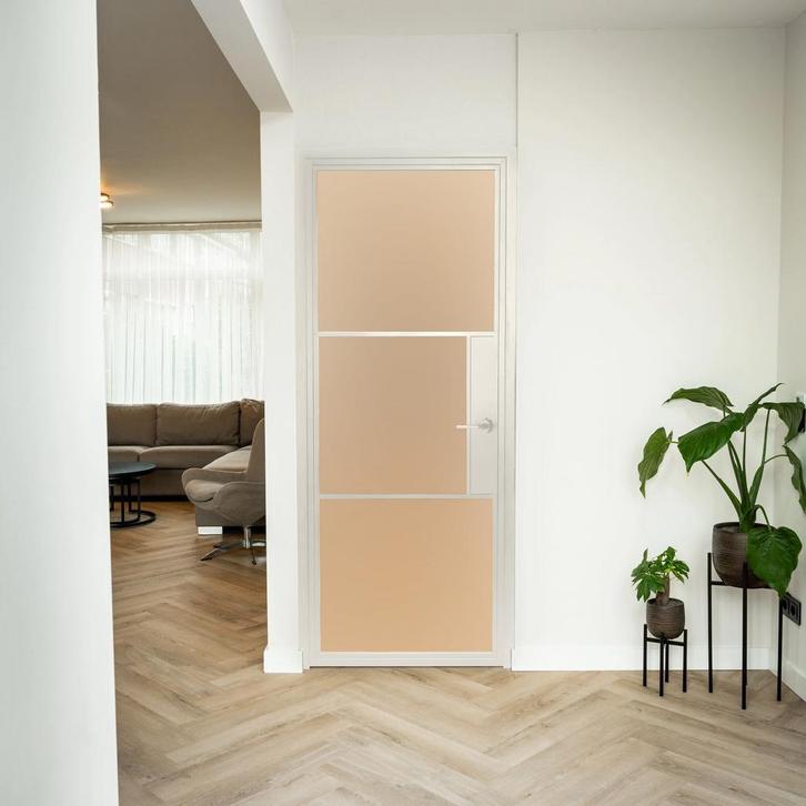 Stalen Binnendeur - 3 Vlaks - Wit - Mat glas - Met slot, Doe-het-zelf en Bouw, Deuren en Vliegenramen, Nieuw, Metaal, Binnendeur
