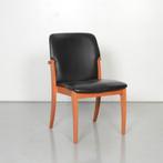 Frontseat vergaderstoel, zwart leder, 4-poot onderstel, Huis en Inrichting, Stoelen, Ophalen of Verzenden, Gebruikt