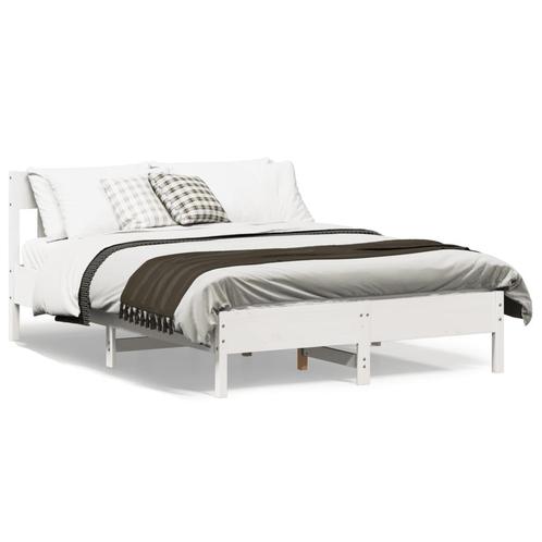 vidaXL Cadre de lit avec tête de lit blanc 120x200 cm, Huis en Inrichting, Slaapkamer | Bedden, Verzenden