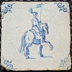 Carreau - 2 carreaux anciens de Delft en bleu avec des, Antiquités & Art