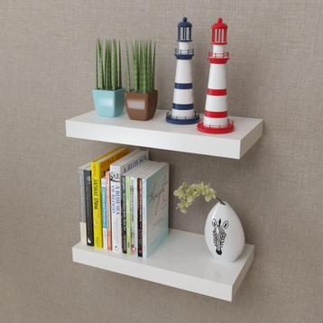 vidaXL Wandplanken MDF zwevend voor boeken/dvd wit 2 st, Huis en Inrichting, Verzenden, Nieuw