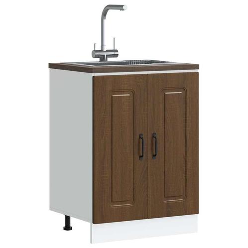 vidaXL Spoelbakonderkast Kalmar 60x46x81,5 cm hout bruin, Huis en Inrichting, Kasten | Overige, Nieuw, Verzenden
