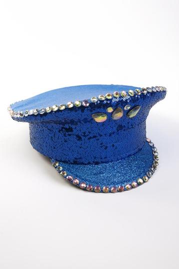 Pet Blauwe Kapiteinspet 59 Diamanten Blauw Glitter Glitters