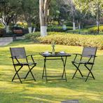 Tuintafelstoelen - Opvouwbaar - Metaalgaas - Zwart/Grijs, Tuin en Terras, Ophalen of Verzenden, Nieuw