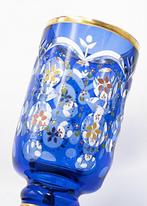 Antique Bohemian Hand-painted Cobalt Glass Vase 1900 - Vase