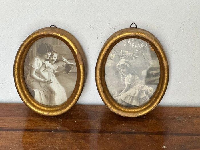 Lijst (2) - Hout, bladgoud - paar lijsten met bladgoud, Antiek en Kunst, Curiosa en Brocante