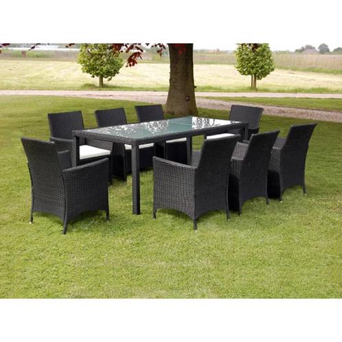 vidaXL Ensemble à manger dextérieur 9pcs coussins, Jardin & Terrasse, Ensembles de jardin, Neuf, Envoi