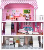 Houten Poppenhuis - Met meubels – Speelhuis - Roze, Huis en Inrichting, Verzenden, Nieuw