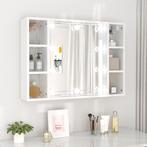 vidaXL Spiegelkast met LED-verlichting 76x15x55 cm hoogglans, Verzenden, Nieuw