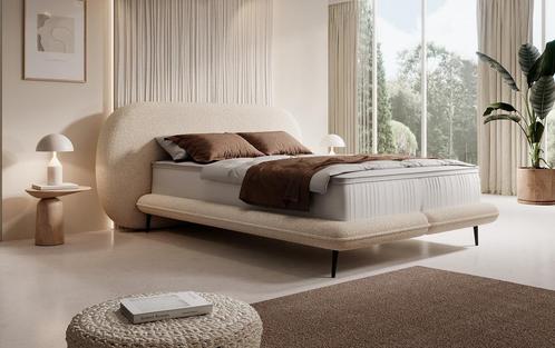 Meubella | Tweepersoonsbed 140x200 beige teddy stof, Maison & Meubles, Chambre à coucher | Lits, Envoi
