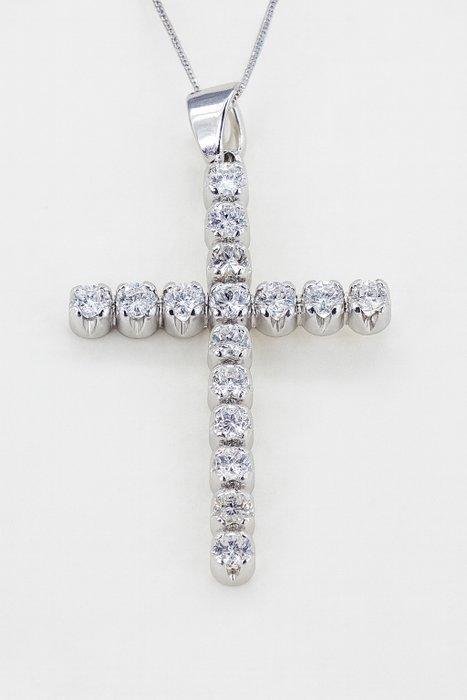Halsketting - 18 karaat Witgoud Diamant (Natuurlijk) -, Handtassen en Accessoires, Kettingen