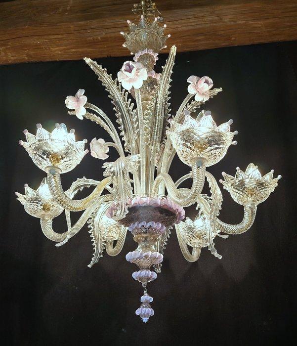 Attribuito alla fornace Barbini - Kroonluchter - Helder glas, Antiquités & Art, Antiquités | Éclairage