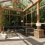 vidaXL 10-delige Loungeset met kussens poly rattan grijs, Verzenden, Nieuw, Loungeset