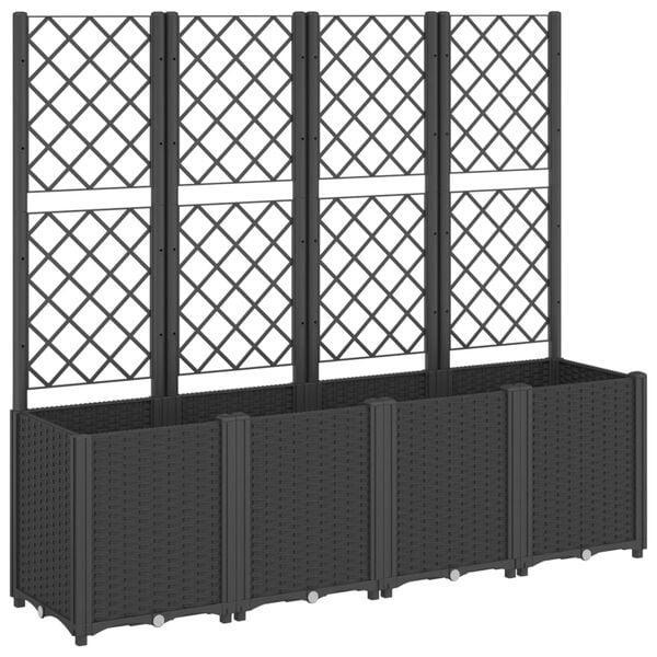 Bloembak met Latwerk Zwart | Retour Deal | Tuin & Terras, Tuin en Terras, Bloembakken en Plantenbakken, 60 cm of meer, 100 cm of meer
