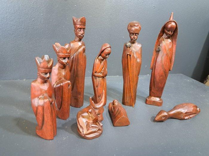 Kerstdecoratie - Hout - Afrikaanse kerstgroep, Antiek en Kunst, Antiek | Boeken en Manuscripten