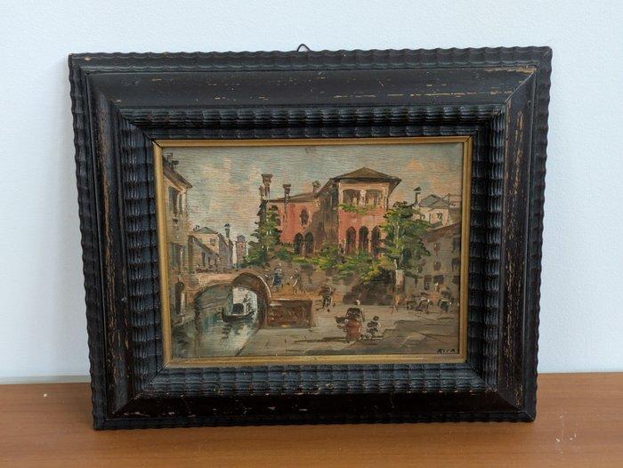 Giovanni Riva (1890-1973) - Scorcio veneziano, Antiek en Kunst, Kunst | Schilderijen | Klassiek