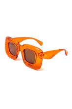 Retro Zonnebril Oversized Dik Oranje Montuur Zwarte Glazen D, Hobby en Vrije tijd, Ophalen of Verzenden, Nieuw