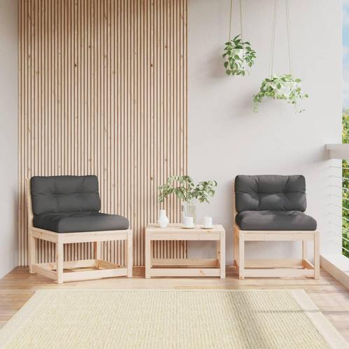 vidaXL Tuinbanken met kussens 2 st massief grenenhout, Tuin en Terras, Tuinsets en Loungesets, Nieuw, Verzenden