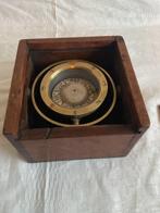 Boussole de navire - Laiton, Bois, Verre - armoire en bois, Antiek en Kunst