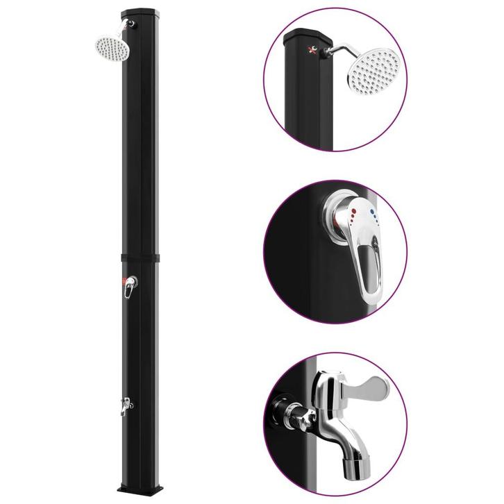 vidaXL Buitendouche solar met douchekop en kraan 35 L zwart, Tuin en Terras, Zwembaden, Nieuw, Verzenden