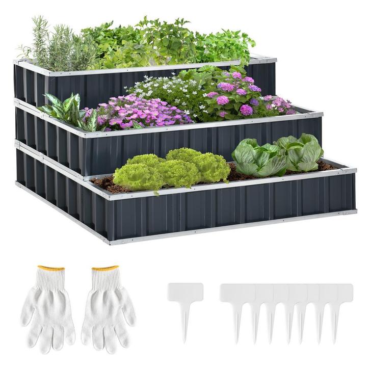 Plantenbak - Tuinbed met bloementrap - Kruidenbed - Grijs, Tuin en Terras, Bloembakken en Plantenbakken, Nieuw, Ophalen of Verzenden