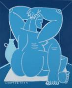 Jone Hopper - Salon bleu au vase (variation), Antiek en Kunst, Kunst | Schilderijen | Modern