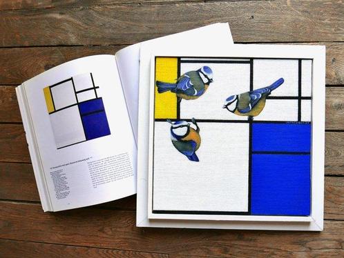 Jos Verheugen - Free after Mondrian, with Blue Tits (M1035), Antiek en Kunst, Kunst | Schilderijen | Modern