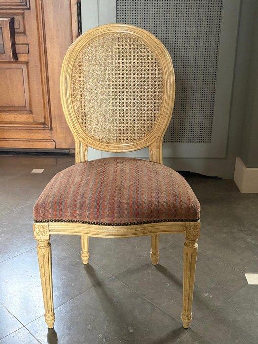 Eetkamerstoel - Houten stoel met stoffen zitting, Antiek en Kunst, Antiek | Overige Antiek