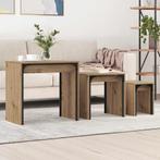 vidaXL Nest Koffietafel 3 pcs artisanaal eikenkleurig 60 x, Huis en Inrichting, Verzenden, Nieuw
