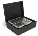 Bredemeijer - Theedoos + 4 blikjes en lepel bamboe zwart, Verzenden, Nieuw