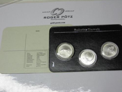 15 Pesos 3 x 5 Pesos Kuba 1985 zilver Pp Bedrohte Tierwel..., Postzegels en Munten, Munten | Amerika, Verzenden