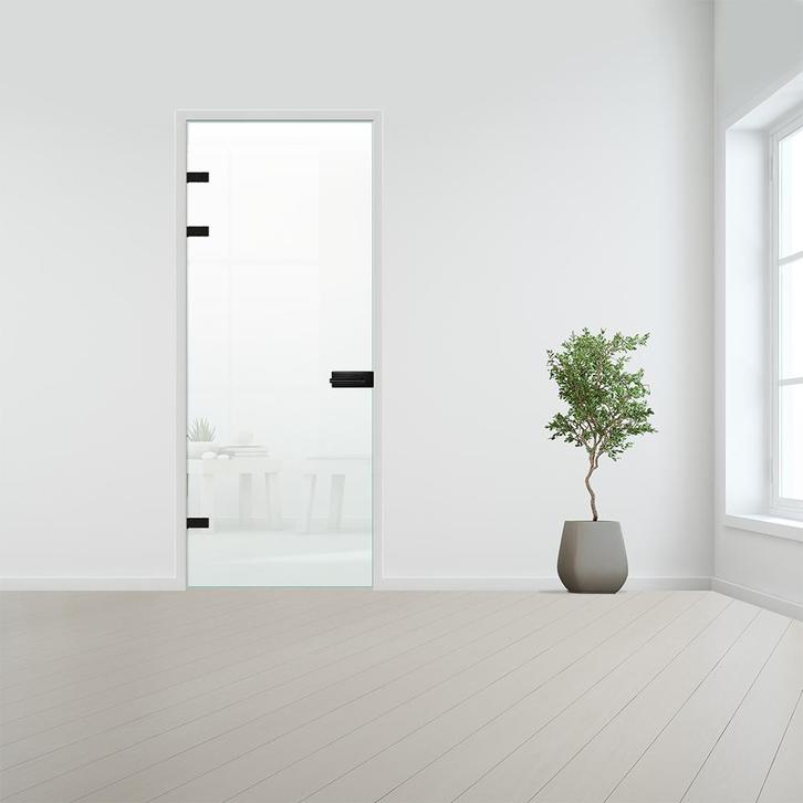 Glazen binnendeur XL voor stomp kozijn zwart beslag-Satijn g, Doe-het-zelf en Bouw, Glas en Ramen, Nieuw, Verzenden