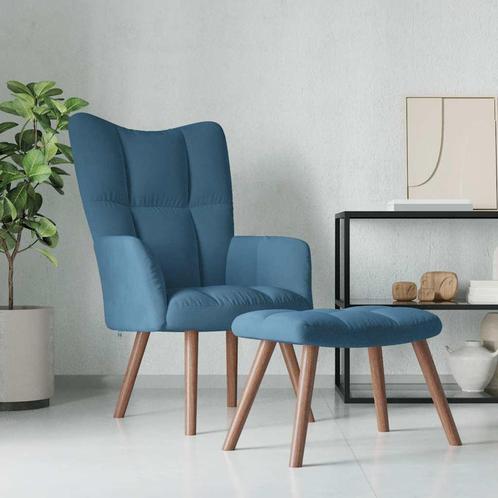 vidaXL Relaxstoel met voetenbank fluweel blauw, Huis en Inrichting, Fauteuils, Nieuw, Verzenden