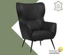 Leren fauteuil Flair - Toledo Nero (zwart), Eigentijds, Modern, Retro, Romantisch, Nieuw, Ophalen of Verzenden, 75 tot 100 cm