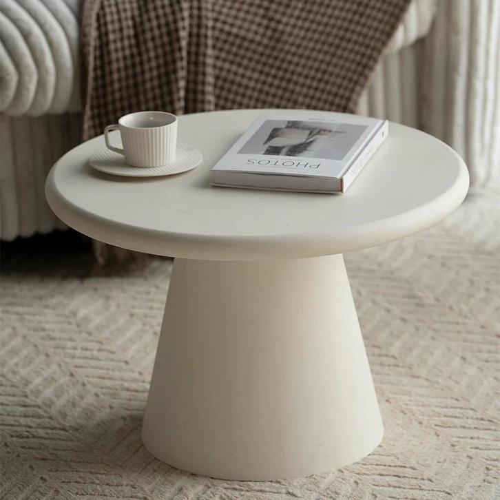 Salontafel Mangohout Rond Maya Microcement 60 Beige cm, Maison & Meubles, Tables | Tables de salon, Envoi